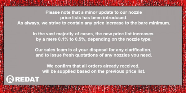 Please note that a minor update to our nozzle price lists has been introduced.